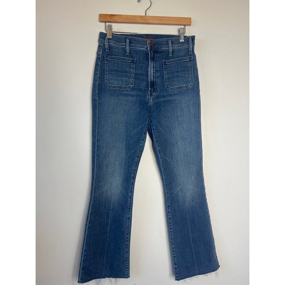 NEW Mother Hustler Patch Pocket Ankle Fray Out for the Evening Blue Jean Size:28 - Picture 2 of 8